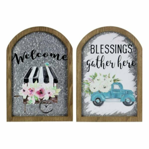 Youngs Metal Wall Sign with Wood Framed Wall Art, Assorted Color - 2 Piece 70790